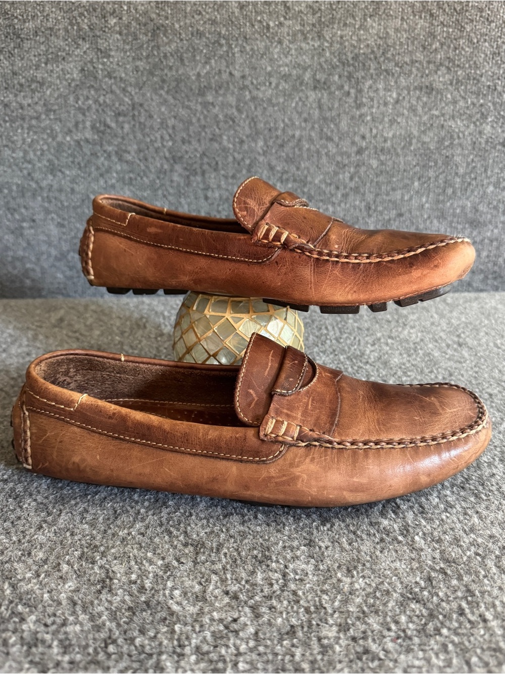 G.H. Bass Preston 7.5M Brown Leather Penny Driving Loafers Vibram Made In Brazil